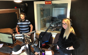 Wired FM volunteers Jack and Vanessa in studio on World Community Radio Day