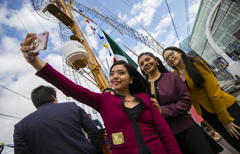 International students from MIC aboard the Mexico Naval Ship, Cuauhtémoc, in Dublin