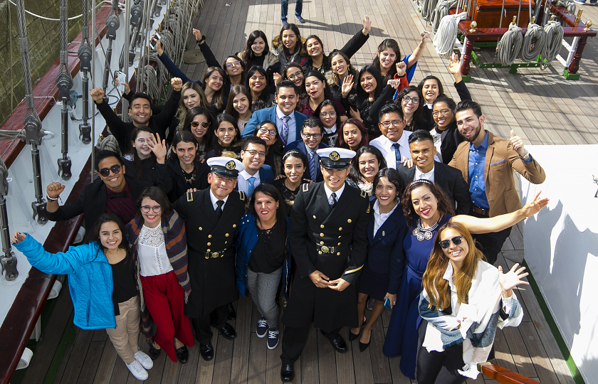 International students from MIC aboard the Mexico Naval Ship, Cuauhtémoc, in Dublin