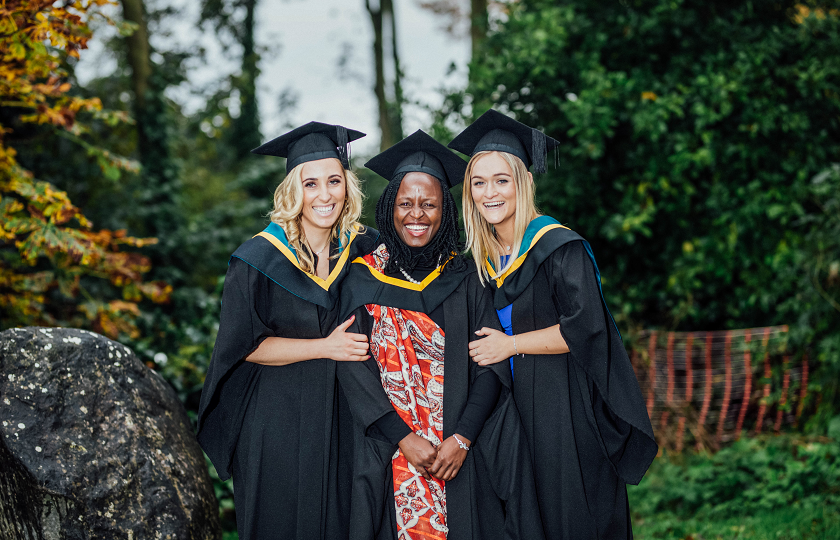 Mary Kehoe from Cushinstown, Co Wexford, Bachelor of Education (Primary Teaching), Jidah Judith Kisembo from Uganda, Masters of Education (Irish Aid Scholar) and Meabh Mulcahy from Ballynoe, Co Cork, Bachelor of Education (Primary Teaching) pictured at the MIC Graduation 2019