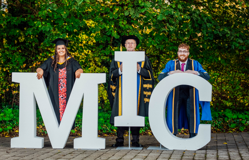 Aisling Cusack, MISU President, Professor Eugene Wall and Pádraig Murphy, MISU Vice-President