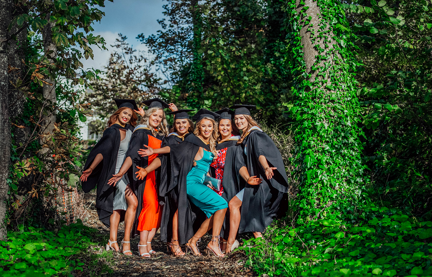 Sinead Corbett from Clonmel, Co Tipperary, Caroline Keane from Patrickswell, Co Limerick, Grainne Conlon from Killanena, Co Clare, Chloe Walsh from Ballyneety, Limerick, Aisling Cusack, Corbally, Limerick and Neamh Curtin, Clarina, Limerick pictured at the MIC Graduation 2019