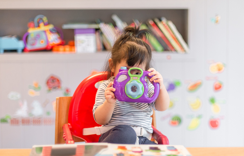 Child playing with toys