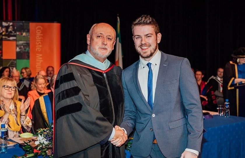 Edmond Gubbins pictured with Professor Jim Deegan, former Head of the Graduate School at MIC