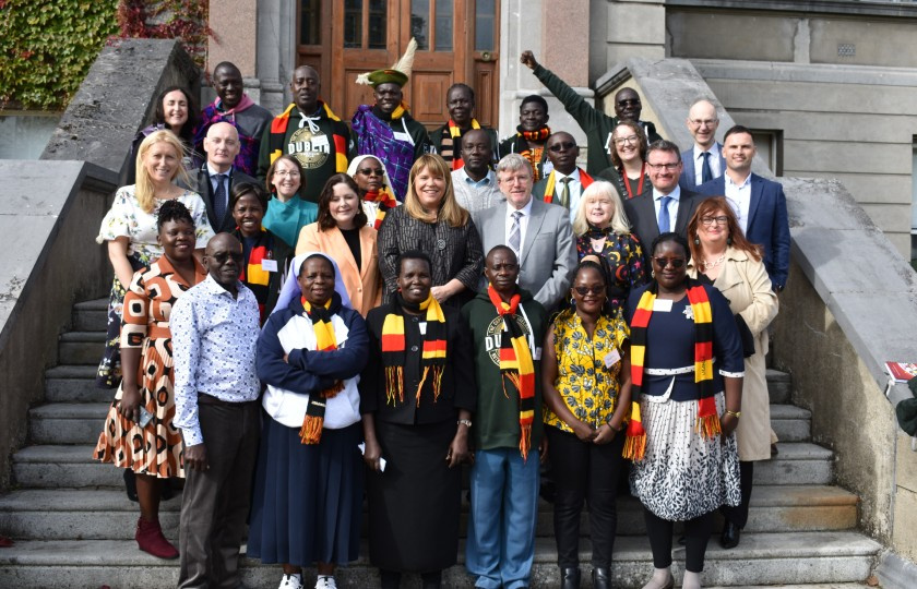 Ugandan teachers assembled and pictured with MIC Senior Management and members of the Department of Foreign Affairs