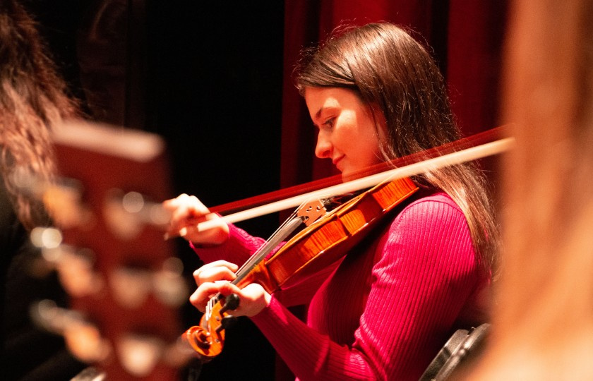 Student of the Instrumental Music Leadership module performing at Lime Tree Theatre