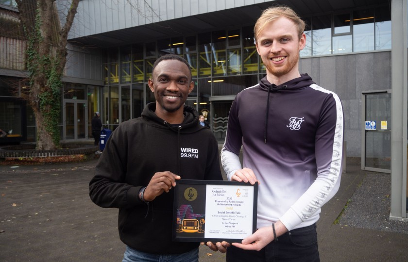 David and Cillian pictured with their CRAOL award