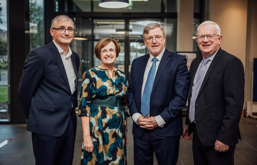 President of MIC, Prof. Eugene Wall, with HEI colleagues, Prof. Shane Kilcommins (UL); Prof. Teresa O'Doherty (Marino Institute of Education) and Prof. Vincent Cunnane (TUS)