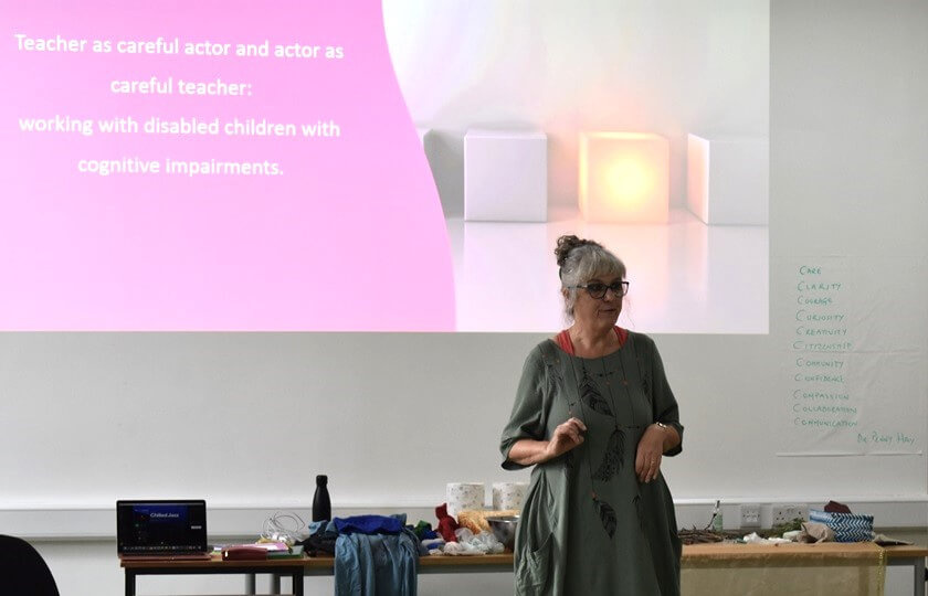 Dr Gill Brigg delivering Sensory Theatre Workshop for Educators & Artists at MIC