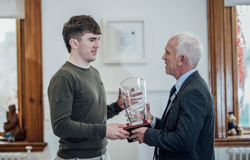 Adam Hogan, winner of the MIC Student Outstanding Achievement of the Year Award 2024 and Professor Dermot Nestor, President of MIC