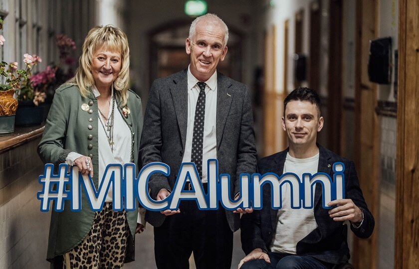 Dr Nóirin Ní Ríain & Jamie Wall, Alumni Awardees 2024 with Prof. Dermot Nestor, President of MIC