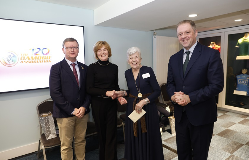 Niamh Hally's mother, pictured alongside Brian Molloy (L), Dr Carmel Naughton and Minister Thomas Byrne TD (R)