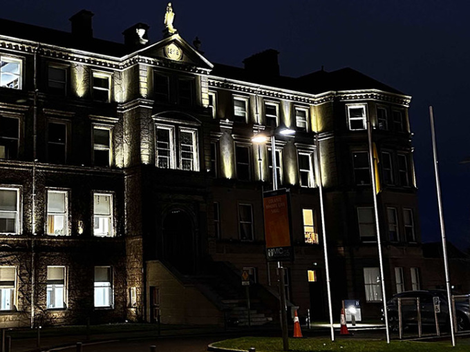 MIC foundation building exterior at night